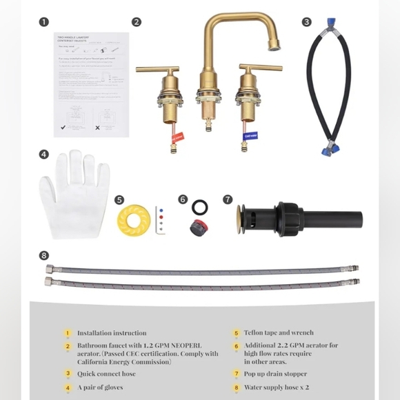 WOWOW | Brushed Gold Bathroom Faucet - Picture 5 of 5